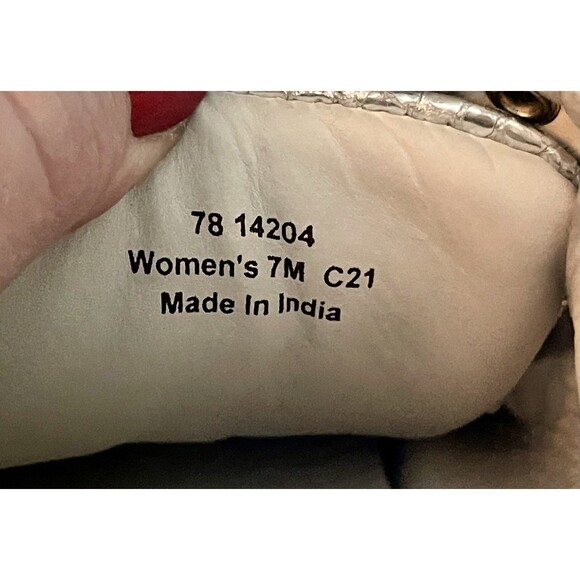 Johnston & Murphy Silver Sz7 Leather Snakeskin Sneakers Callie Lace Up True foam - Picture 7 of 9